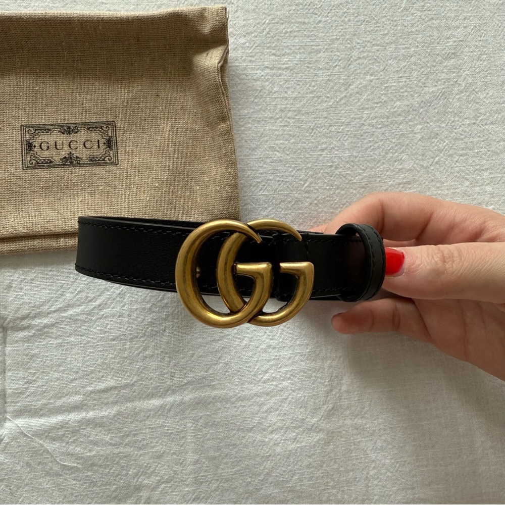 Gucci GG Marmont Thin Belt black leather❤️ - Picture 3 of 8